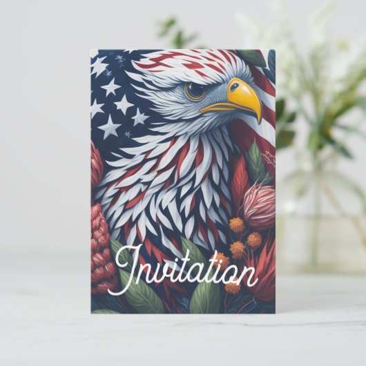Patriottische Bald Eagle 4 juli Uitnodiging voor h (Staand voorkant)