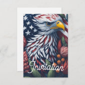 Patriottische Bald Eagle 4 juli Uitnodiging voor h (Voorkant / Achterkant)