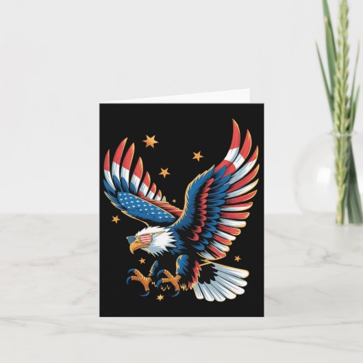 Patriottische Bald Eagle Amerikaanse vlag 4 juli E Kaart (Voorkant)