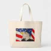 Patriottische Bald Eagle en Amerikaanse vlag Grote Tote Bag (Voorkant)