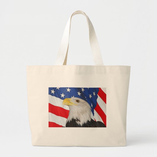 Patriottische Bald Eagle en Amerikaanse vlag Grote Tote Bag (Voorkant)