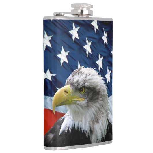 Patriottische Bald Eagle en Amerikaanse vlag Heupfles (Rechts)