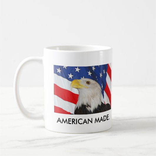 Patriottische Bald Eagle en Amerikaanse vlag Koffiemok (Links)
