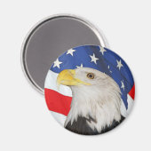Patriottische Bald Eagle en Amerikaanse vlag Magneet (Voorkant / Achterkant)