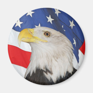 Patriottische Bald Eagle en Amerikaanse vlag Magneet