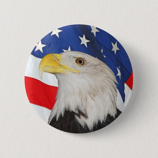 Patriottische Bald Eagle en Amerikaanse vlag Ronde Button 5,7 Cm (Voorkant)
