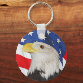 Patriottische Bald Eagle en Amerikaanse vlag Sleutelhanger (Voorkant)