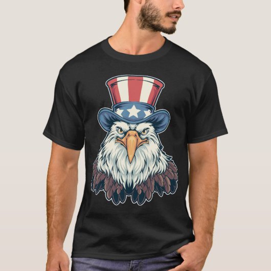 Patriottische Bald Eagle in het Uncle Sam Pet T-shirt (Voorkant)
