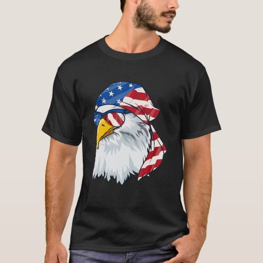 Patriottische Bald Eagle Mannen 4 juli American Fl T-shirt (Voorkant)