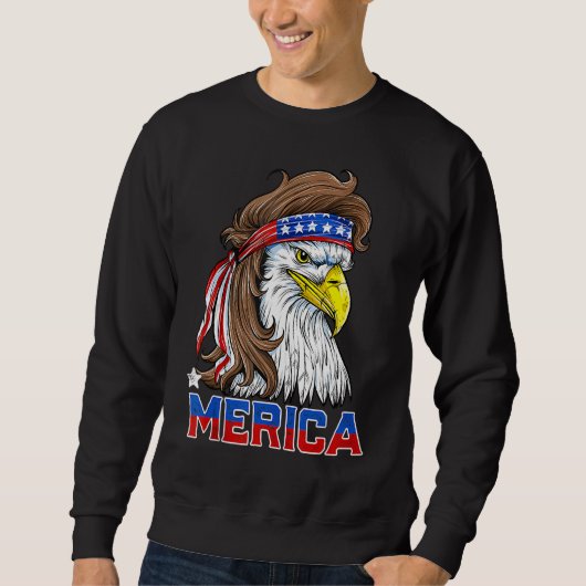 Patriottische Bald Eagle Mannen 4 juli American Fl Trui (Voorkant)