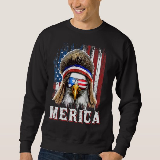 Patriottische Bald Eagle Mannen 4 juli American Fl Trui (Voorkant)
