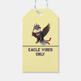 Patriottische Bald Eagle met Amerikaanse vlag - 4 Cadeaulabel