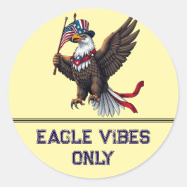 Patriottische Bald Eagle met Amerikaanse vlag - 4 Ronde Sticker