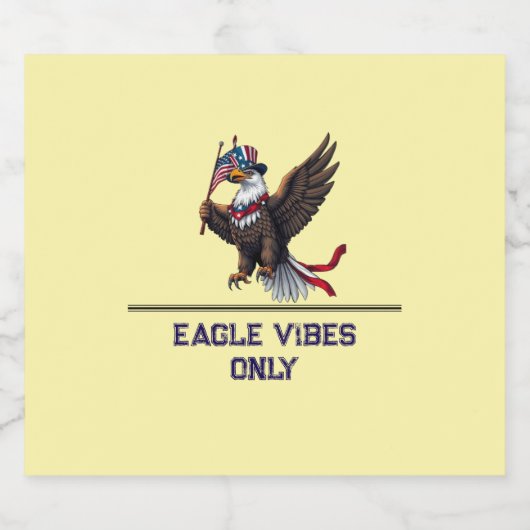 Patriottische Bald Eagle met Amerikaanse vlag - 4  Sparkling Wijnetiket (Enkel label)