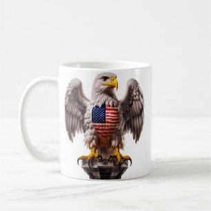 Patriottische Bald Eagle met Amerikaanse vlag embl Koffiemok