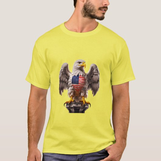 Patriottische Bald Eagle met Amerikaanse vlag embl T-shirt (Voorkant)