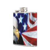 Patriottische Bald Eagle met Amerikaanse vlag Heupfles (Links)