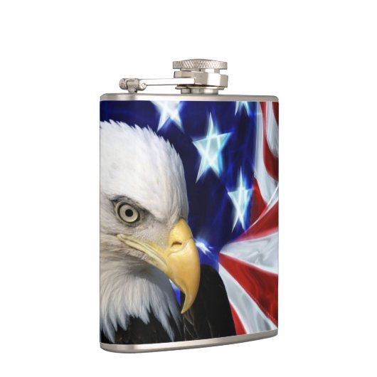 Patriottische Bald Eagle met Amerikaanse vlag Heupfles (Rechts)