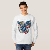 Patriottische Bald Eagle met Amerikaanse vlag ontw T-shirt (Voorkant volledig)