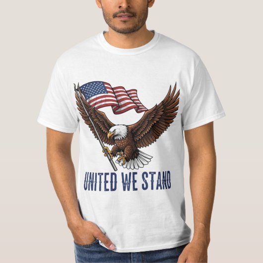 Patriottische Bald Eagle met Amerikaanse vlag T-shirt (Voorkant)