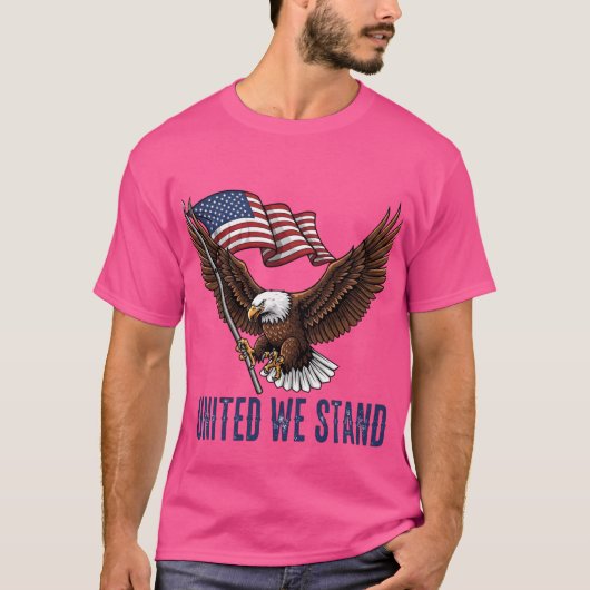 Patriottische Bald Eagle met Amerikaanse vlag T-shirt (Voorkant)