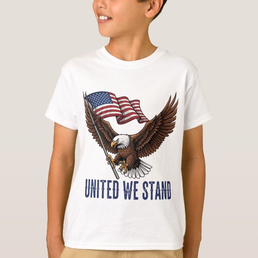 Patriottische Bald Eagle met Amerikaanse vlag T-shirt (Voorkant)