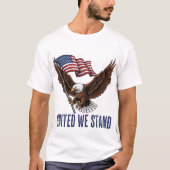 Patriottische Bald Eagle met Amerikaanse vlag - "U T-shirt (Voorkant)