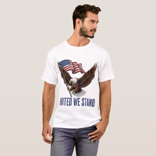 Patriottische Bald Eagle met Amerikaanse vlag - "U T-shirt (Voorkant volledig)