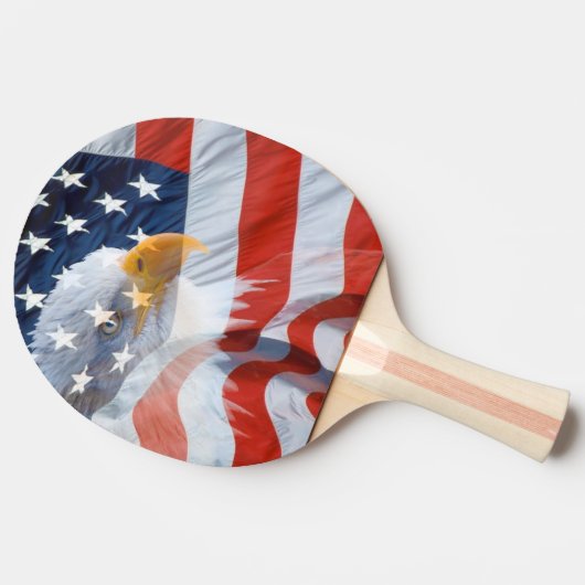 Patriottische Bald Eagle over de Amerikaanse vlag Tafeltennisbatje (Zijkant)