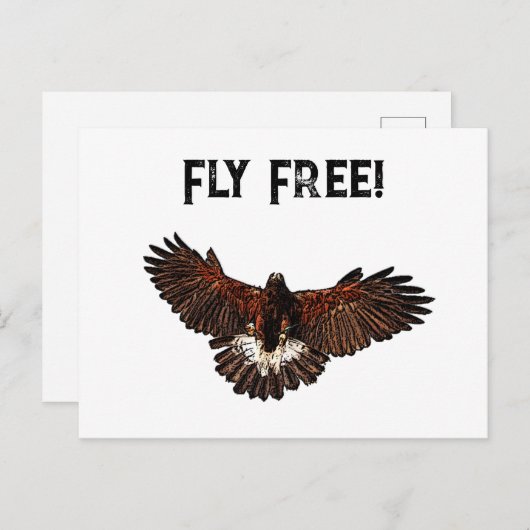 Patriottische Bald Eagle USA Vliegende Gratis Natu Briefkaart (Voorkant / Achterkant)