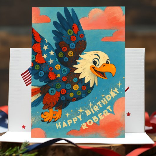 Patriottische Bald Eagle Verjaardag grillig primit Kaart