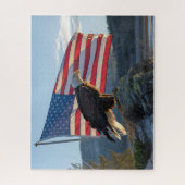 Patriottische Bald Eagle voor de Amerikaanse vlag Legpuzzel (Verticaal)