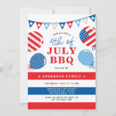 Patriottische ballonnen 4 juli BBQ Party Kaart (Voorkant)