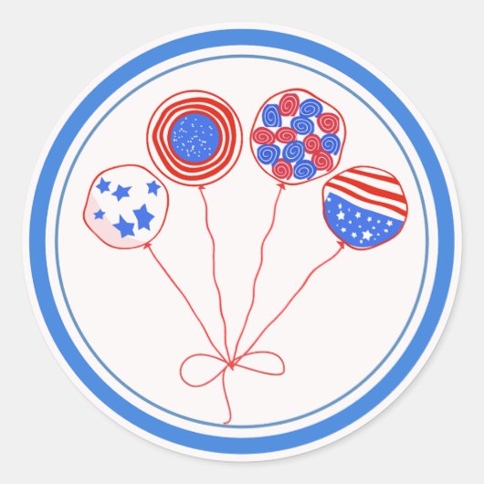 Patriottische ballonnen met rode grenzen ronde sticker (Voorkant)