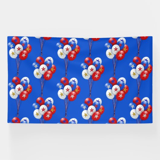 Patriottische ballonnen rood, wit en blauw patroon spandoek (Horizontaal)