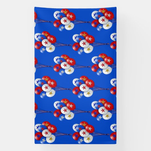 Patriottische ballonnen rood, wit en blauw patroon spandoek (Verticaal)