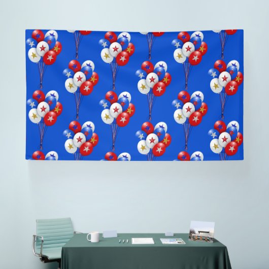 Patriottische ballonnen rood, wit en blauw patroon spandoek (Beurs)
