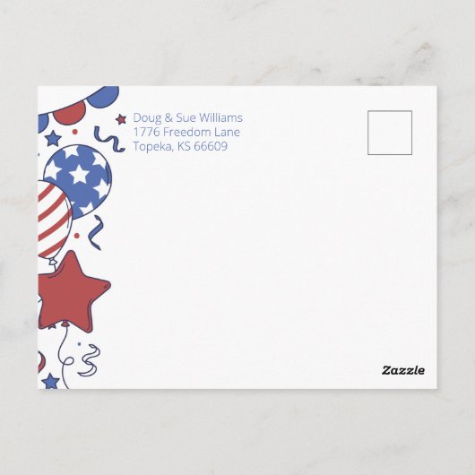 Patriottische Ballonnen Vierde juli Party Uitnodig Briefkaart (Achterkant)