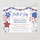 Patriottische Ballonnen Vierde juli Party Uitnodig Briefkaart (Voorkant)