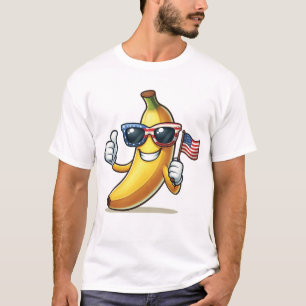 Patriottische banaan 4 juli Amerikaanse vlag VS T-shirt