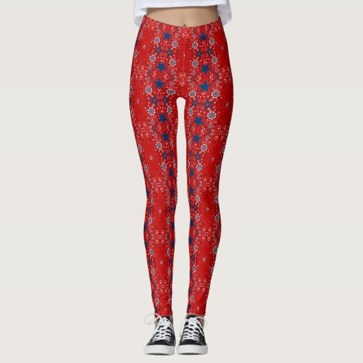 Patriottische Bandana Rode Paisley Leggings (Voorkant)
