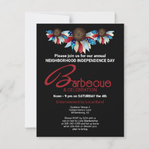 Patriottische Barbecue Bovenrand Halve Bloemen Kaart