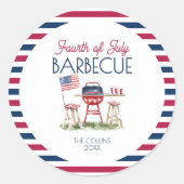 Patriottische Barbecue Vlag 4 juli Zomerfeest Ronde Sticker (Voorkant)