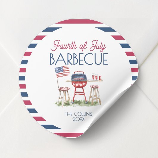 Patriottische Barbecue Vlag 4 juli Zomerfeest Ronde Sticker