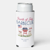 Patriottische Barbecue Vlag 4 juli Zomerfeest Seltzer Blikjeskoeler (Seltzer Voorkant)