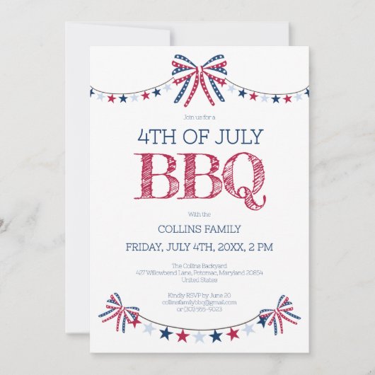 Patriottische Barbeque 4 juli BBQ Summer Party Kaart (Voorkant)