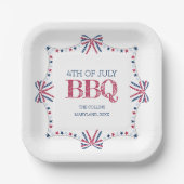 Patriottische Barbeque 4 juli BBQ Summer Party Papieren Bordje (Voorkant)
