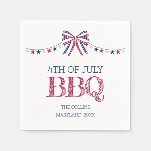Patriottische Barbeque 4 juli BBQ Summer Party Servet (Voorkant)