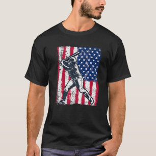 Patriottische Baseball American Flag 4 juli Funny T-shirt