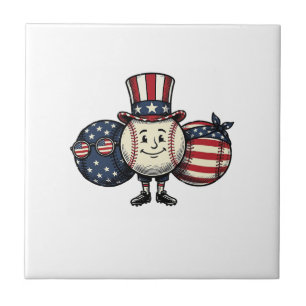 Patriottische Baseball Trio Vintage Vector T-shirt Tegeltje